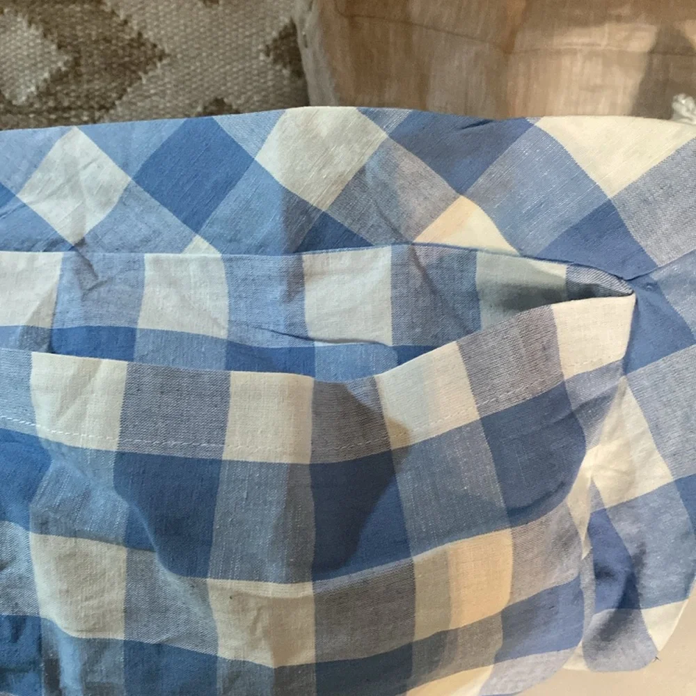 Southern Living Pillow Sham 26x26 in, Blue & White Gingham NEW Made in India